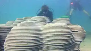 3D printed artificial reef structures being placed around Koh Tao