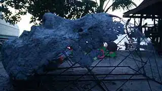 Artificial Reef Face 'Mazu' structure seen before being put at Junkyard Reef