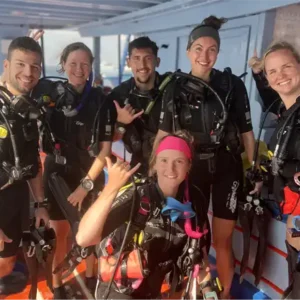 Group of Open Water Divers on the Crystal Dive boat before entering the water