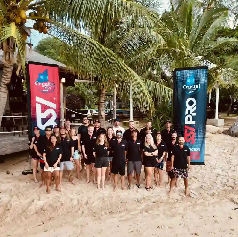 Crystal Dive Team on beach