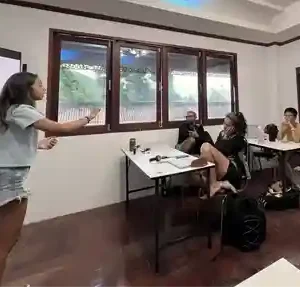 Instructor teaching Science of Diving Specialty in the Crystal Dive classroom