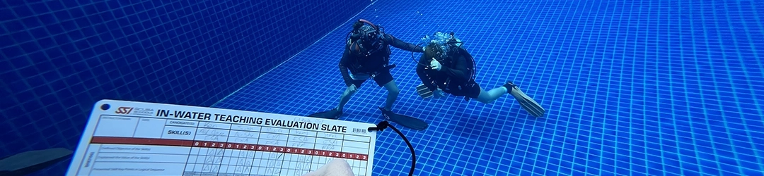SSI Skill assessment for pro level course in the Crystal dive pool on Koh Tao