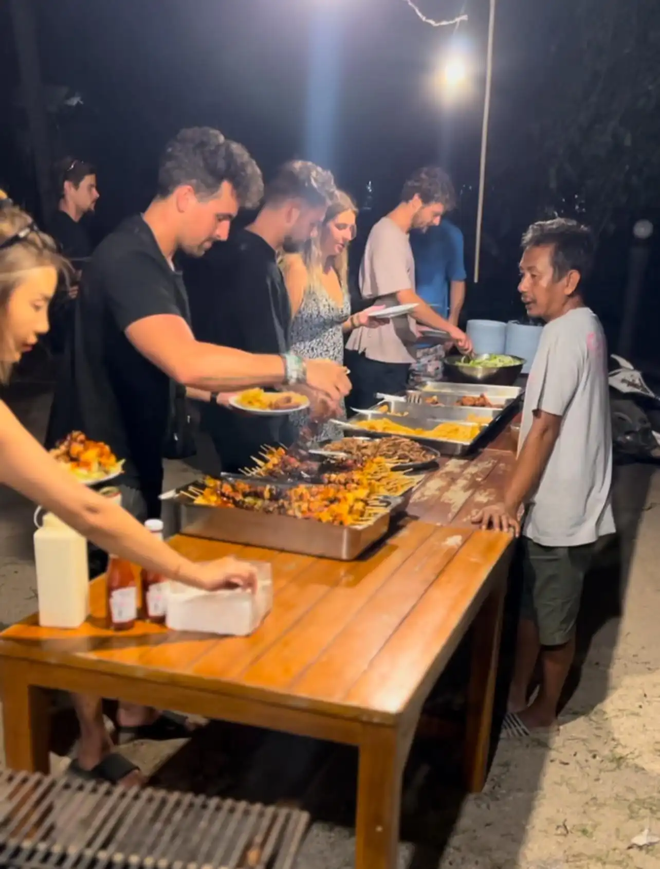 Hungry divers at Crystal free BBQ