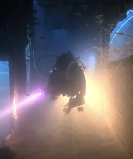Wreck Diving Specialty Course Diver exploring inside Koh Tao
