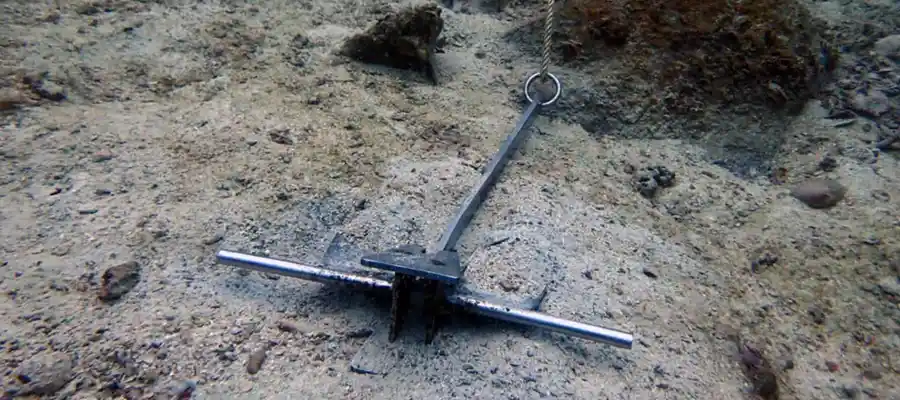 Illegal anchor dropped damaging coral reef