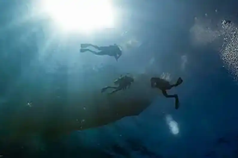 Crystal Dive Deep Diver Specialty students seen from below